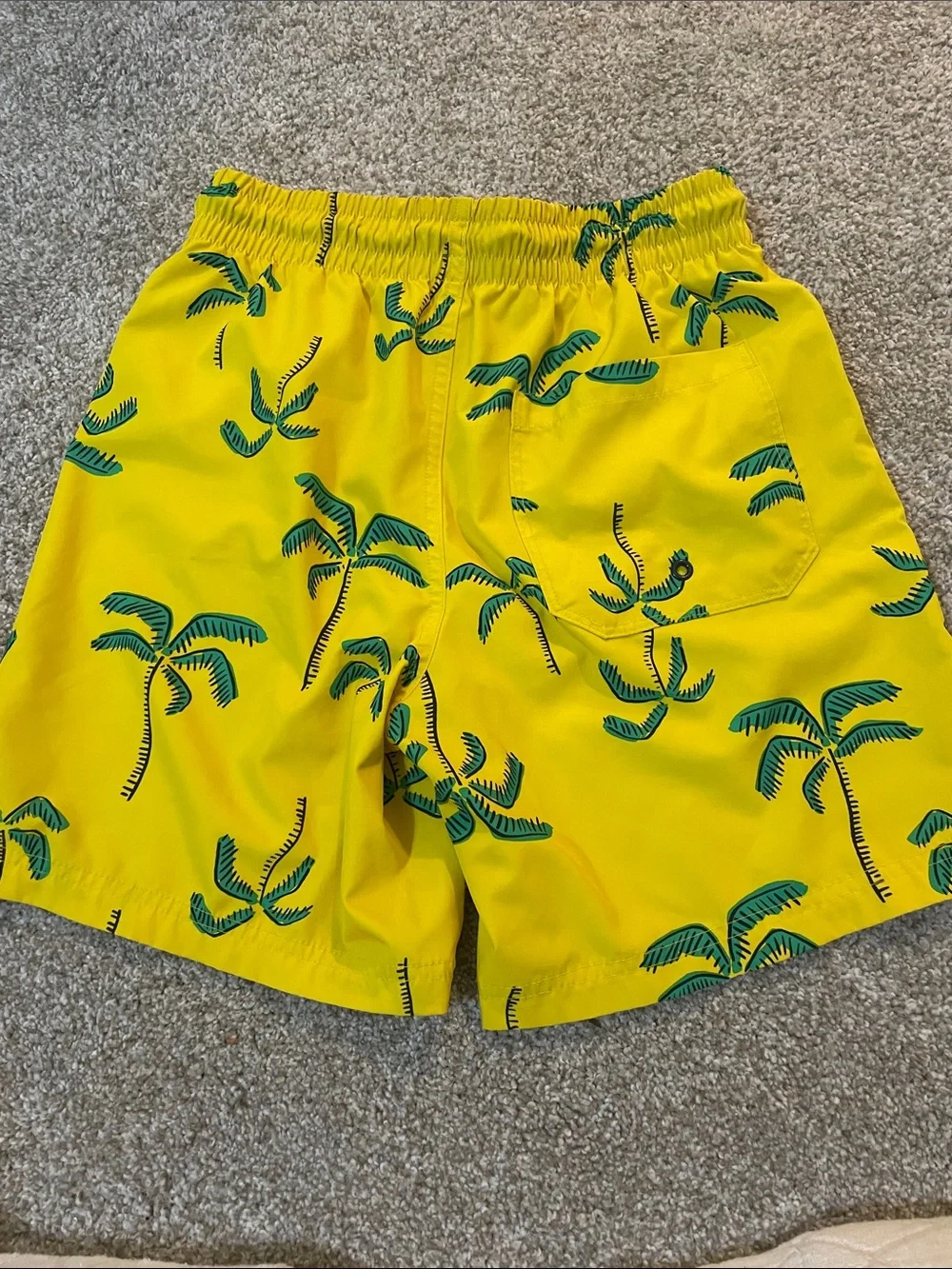 Old Navy Yellow Swim Trunks with Green Palm Print (XL - 14-16)